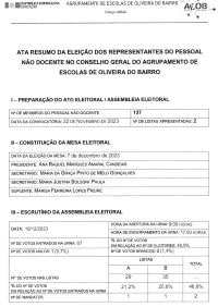 Ata Resumo dos Representantes do Pessoal Não Docente no Conselho Geral do AEOB